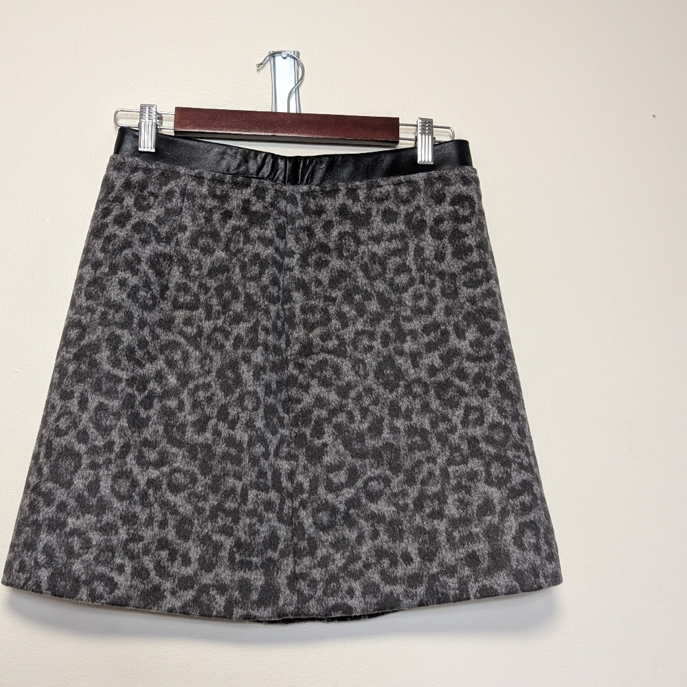 Club Monaco Wool Blend Leopard Skirt | Gray Black | Size 4